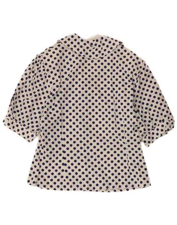 VINTAGE Ženska košulja bluza 1/2 rukava UK 12 srednje bijele točkice