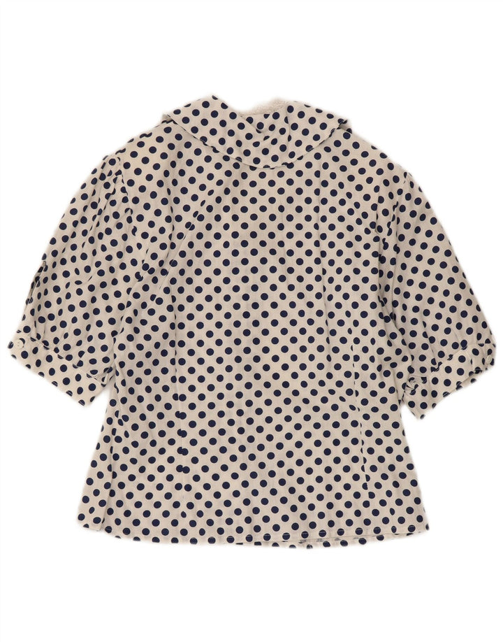 VINTAGE Ženska košulja bluza 1/2 rukava UK 12 srednje bijele točkice