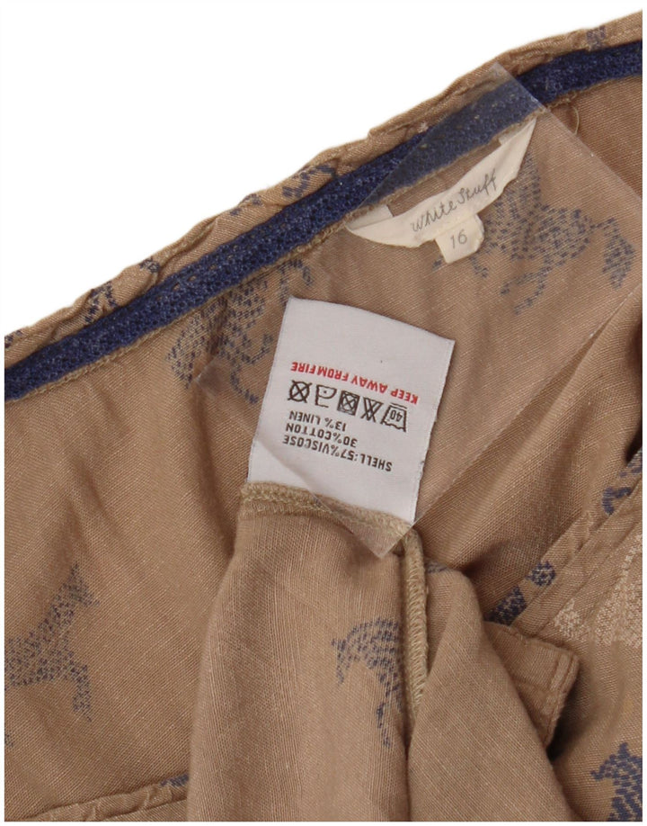 WHITE STUFF Ženska grafička haljina A-kroja UK 16 Veliki bež životinjski print