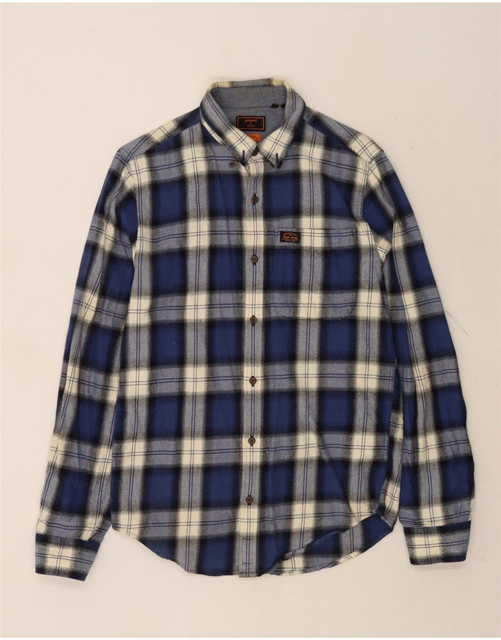 Superdry muška flanelska košulja, mala tamnoplava karirana pamuk