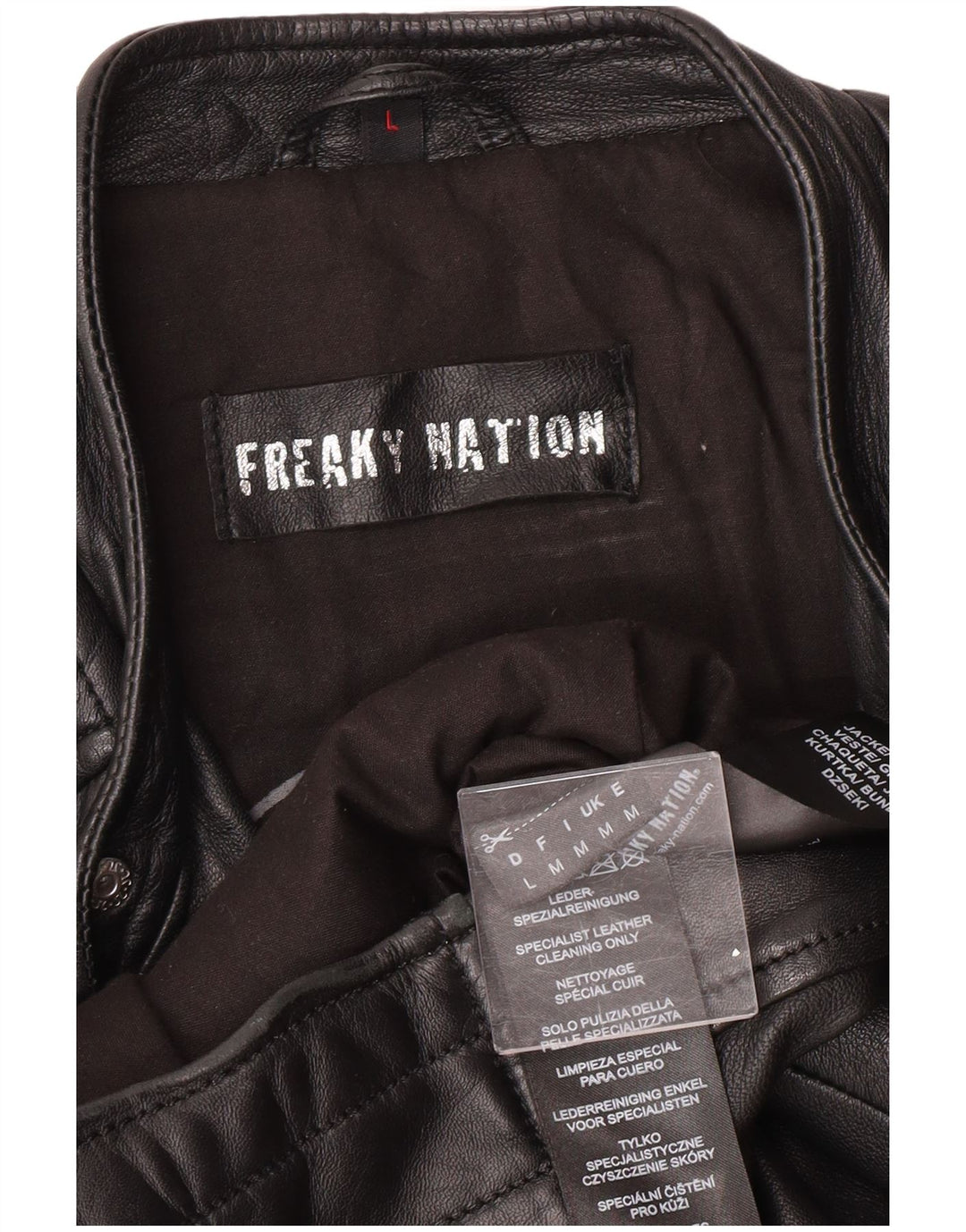 Freaky Nation muška kožna biciklistička jakna UK 38 srednje crna koža