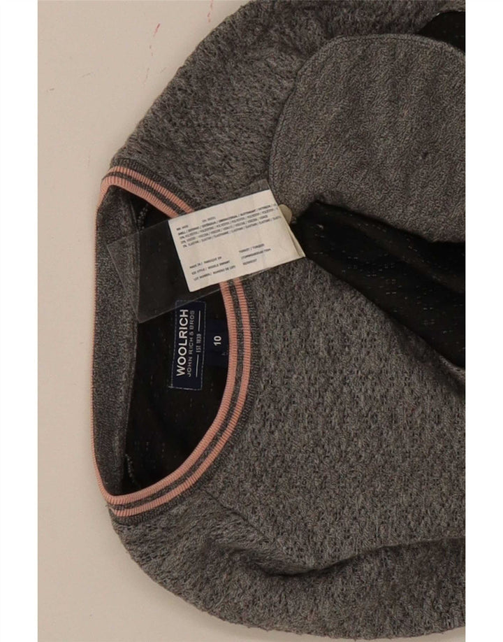 Woolrich Džemper haljina za djevojčice 9-10 godina sivi pjegavi poliester