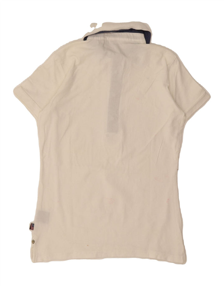 BLAUER Womens Polo Shirt UK 12 Medium White Cotton Vintage Blauer and Second-Hand Blauer from Messina Hembry 
