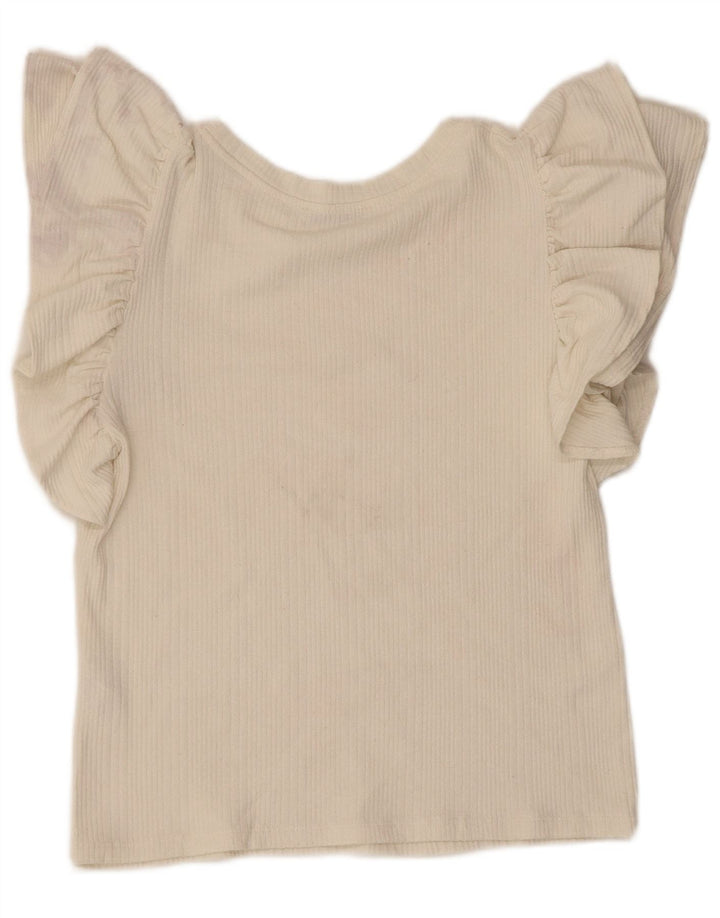 Zara ženski gornji dio kratke bluze UK 14 veliki prljavo bijeli poliester