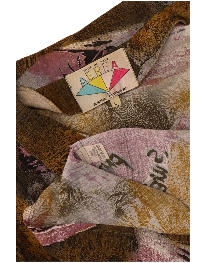 Vintage ženska grafička košulja bluza UK 16 Veliki kaki patchwork