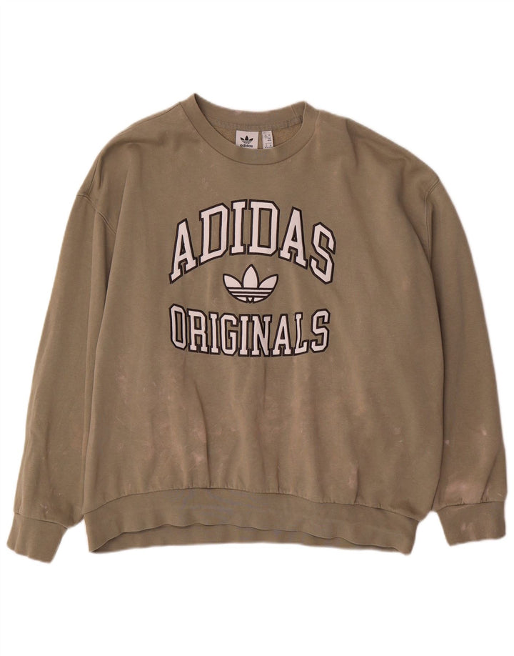 Adidas ženska majica s grafičkim predimenzioniranim džemperom UK 12/14 srednje kaki boje