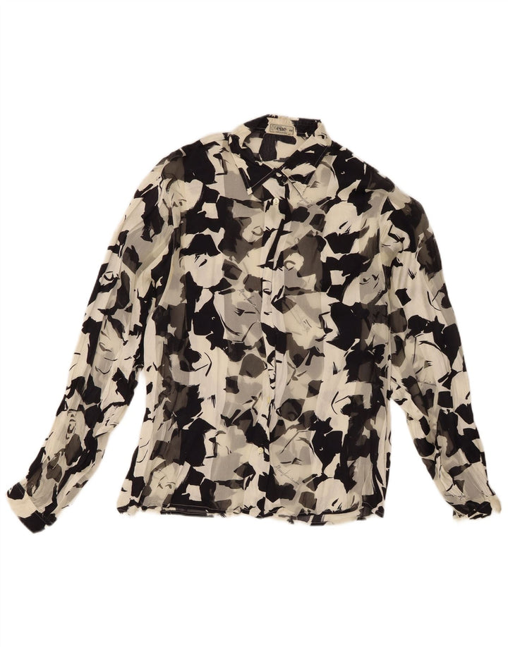 Vintage ženska prozirna košulja s apstraktnim uzorkom IT 44 srednje crna