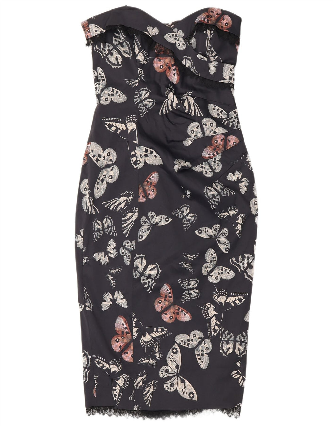 KAREN MILLEN Ženska haljina bez naramenica UK 12 srednje tamnoplava leptir