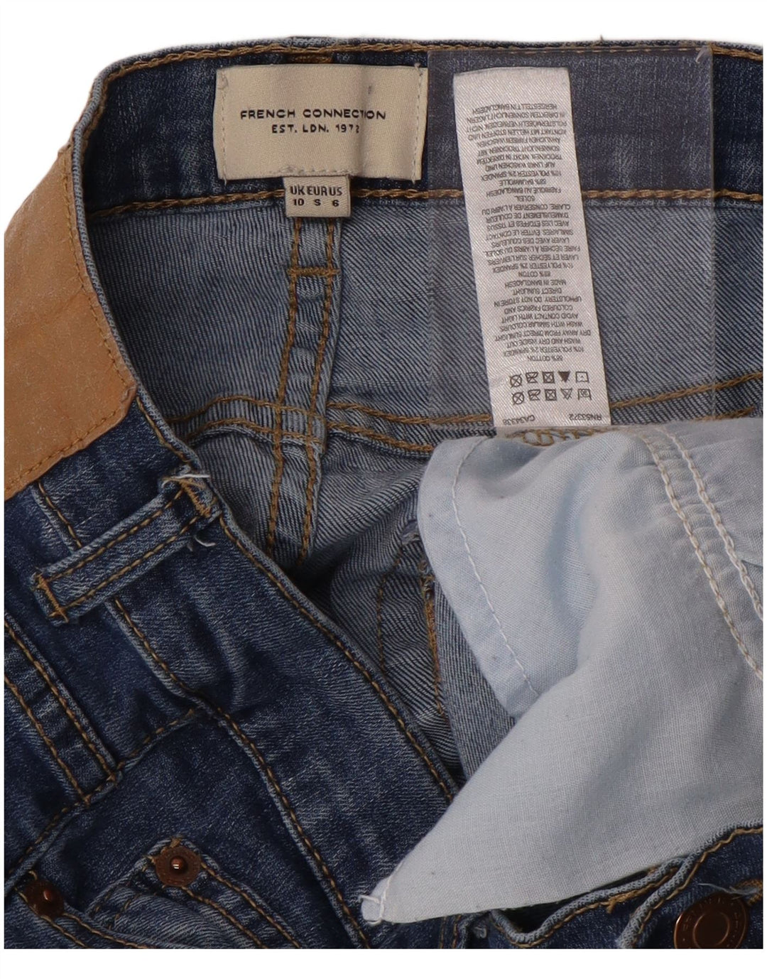 FRENCH CONNECTION Ženske uske traperice UK 10 male W28 L29 plavi pamuk