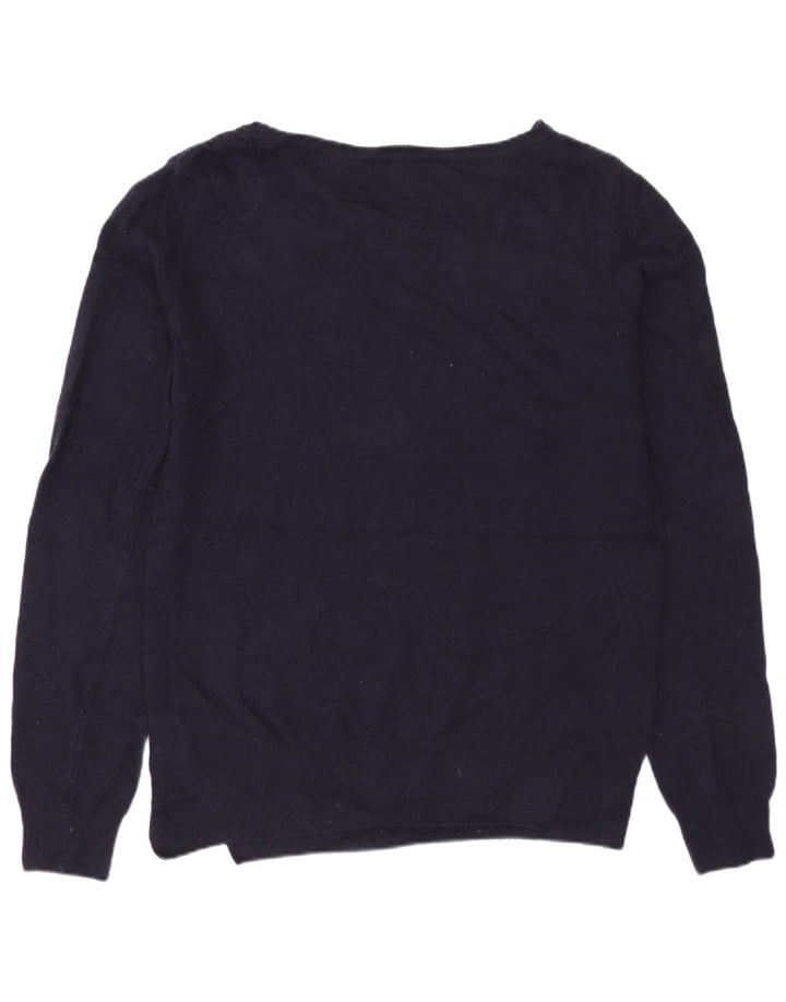 BARBOUR Ženski džemper s veznim izrezom UK 10 Mali tamnoplavi vuneni