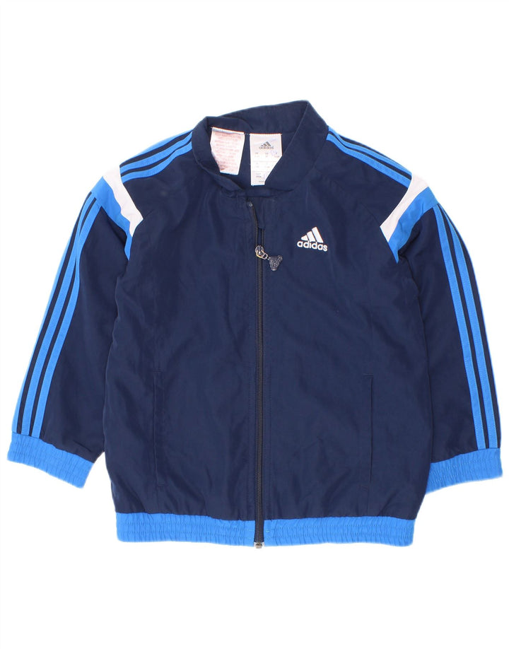 Gornja jakna za trenirku Adidas za dječake 3-4 godine, tamnoplava poliesterska boja