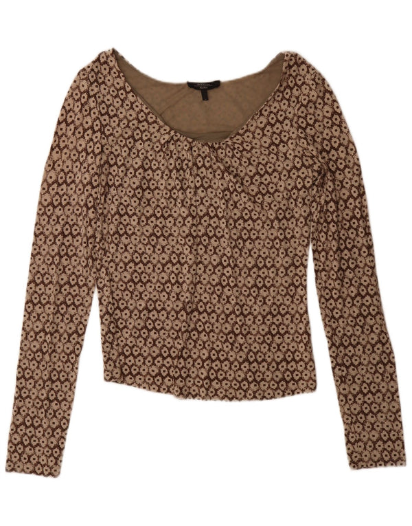 Max Mara ženska vikend bluza s dugim rukavima UK 14 Large Brown Geometric