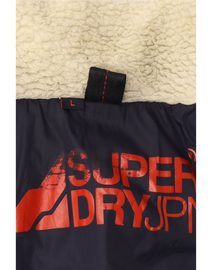 Superdry muška grafička podstavljena jakna UK 40 Large tamnoplavi najlon