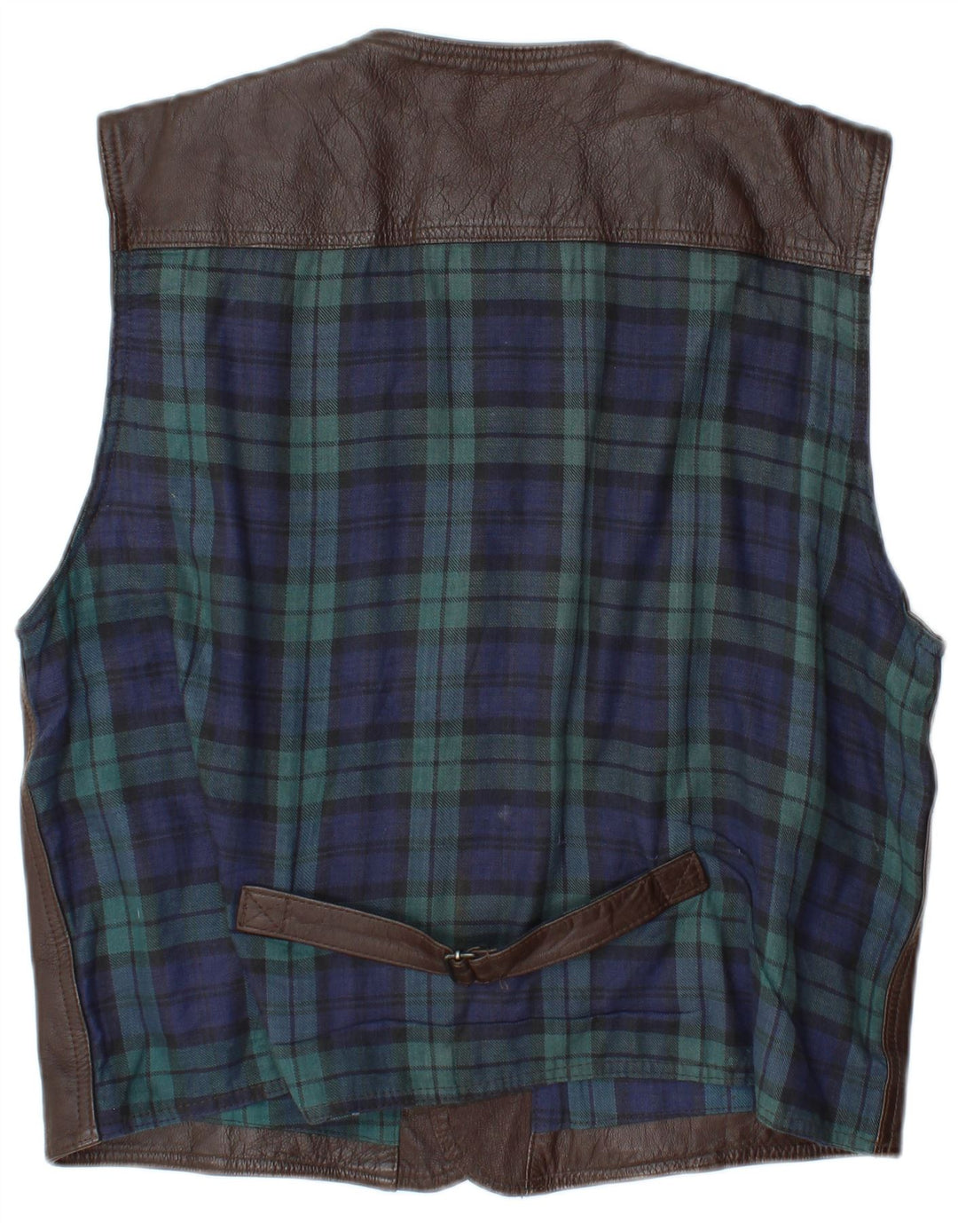 L.O.G.G muški kožni prsluk XL smeđa karirana koža