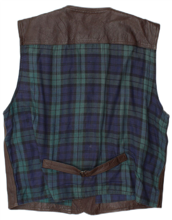 L.O.G.G muški kožni prsluk XL smeđa karirana koža