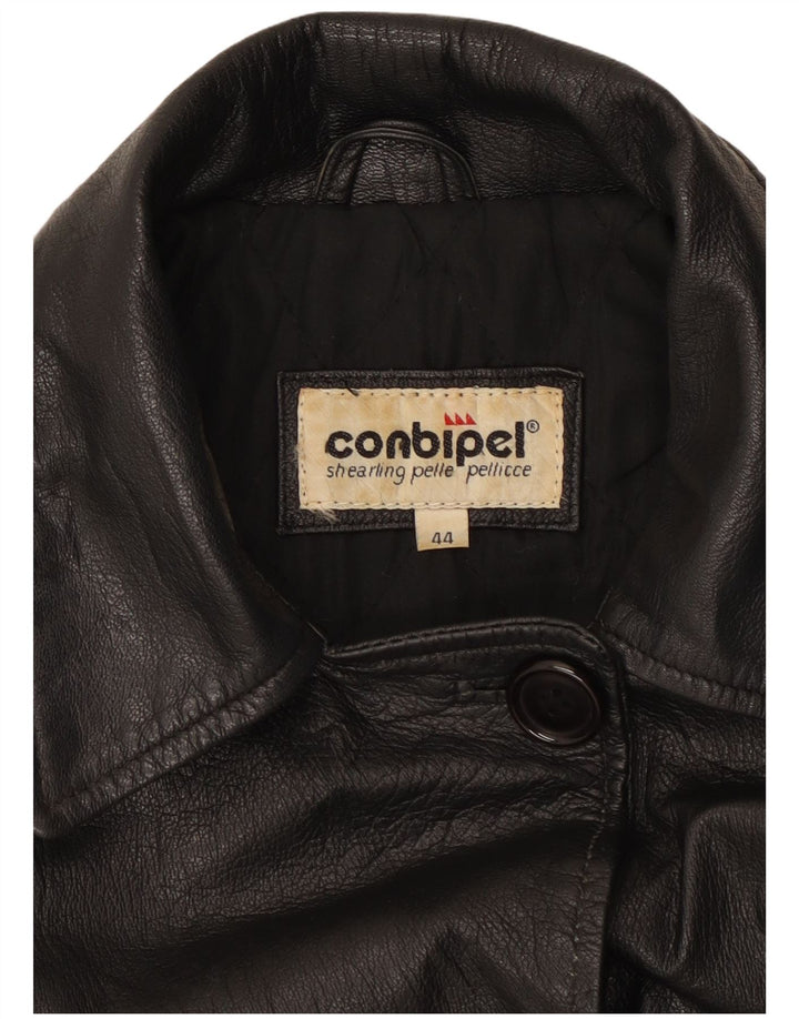 Conbipel ženska prevelika kožna jakna IT 44 srednje crna koža