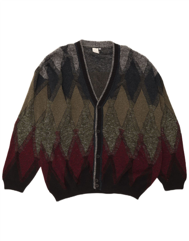 Vintage muški kardigan džemper IT 50 Srednje višebojni Argyle/Diamond