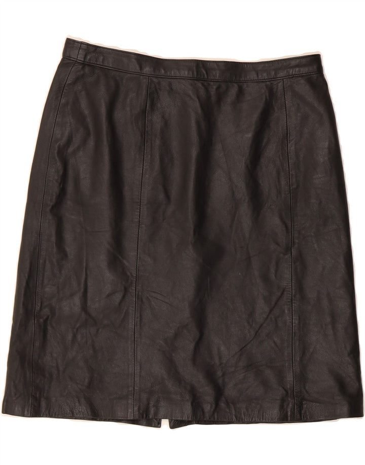 VINTAGE Womens Leather Skirt IT 46 Large W30 Black Leather Vintage Vintage and Second-Hand Vintage from Messina Hembry 