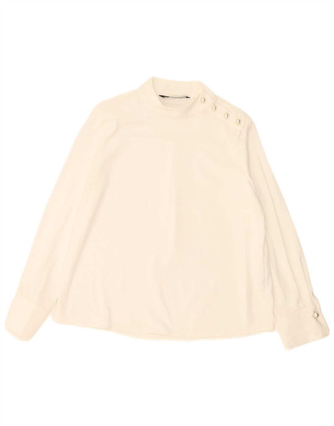 Zara ženska obična bluza dugih rukava UK 14 veliki bijeli poliester
