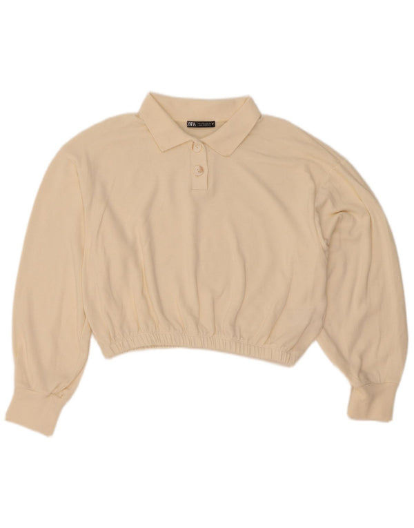 Zara ženski kratki pulover s polo izrezom UK 10 Small Off White