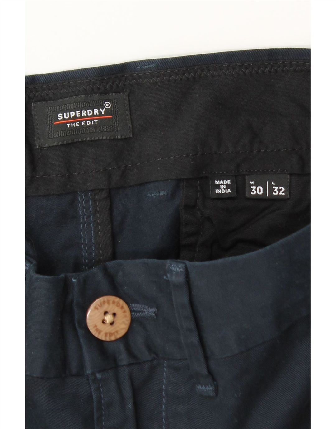 Superdry muške uske chino hlače W30 L30 tamnoplavi pamuk