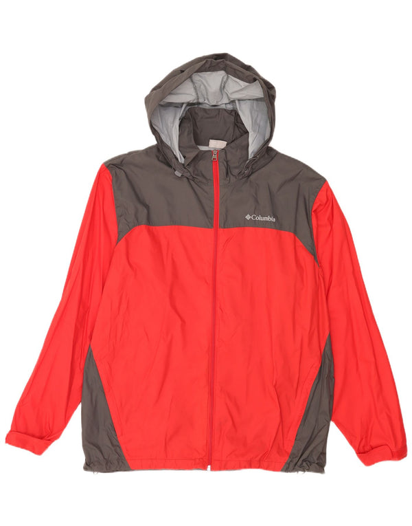 Columbia muška kišna jakna s kapuljačom UK 40 Large Red Colourblock najlon