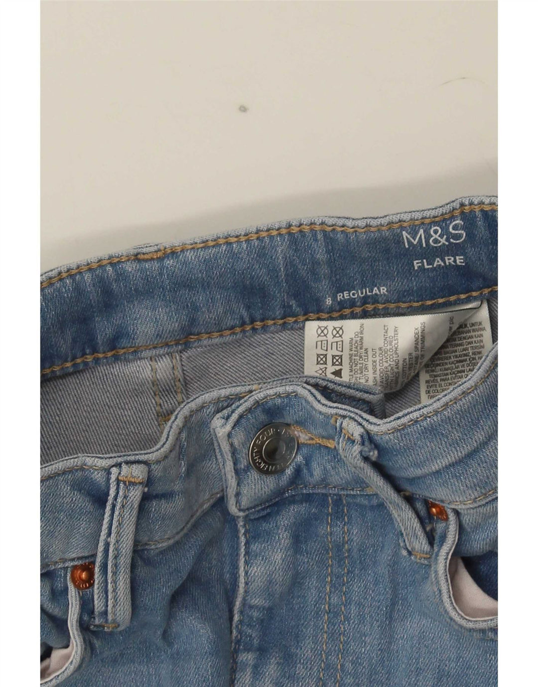 Marks & Spencer Ženske Regular Flared Jeans UK 8 Male W26 L31 Plavi pamuk