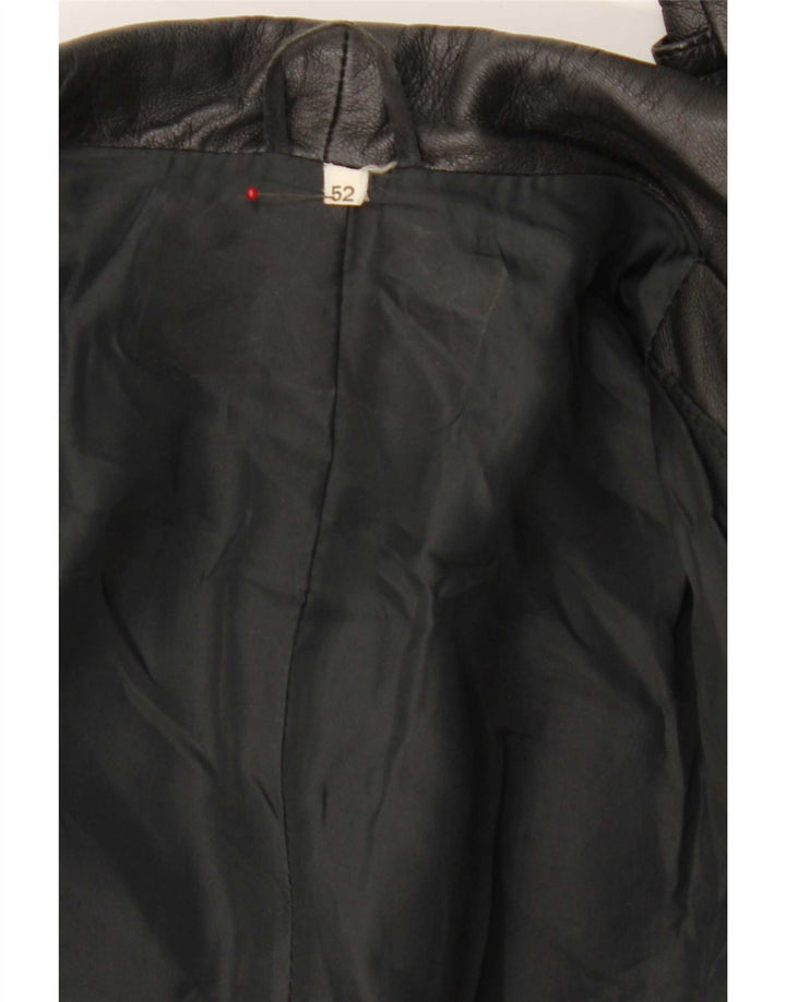 Vintage muški kožni kaput s dvostrukim kopčanjem IT 52 XL crni