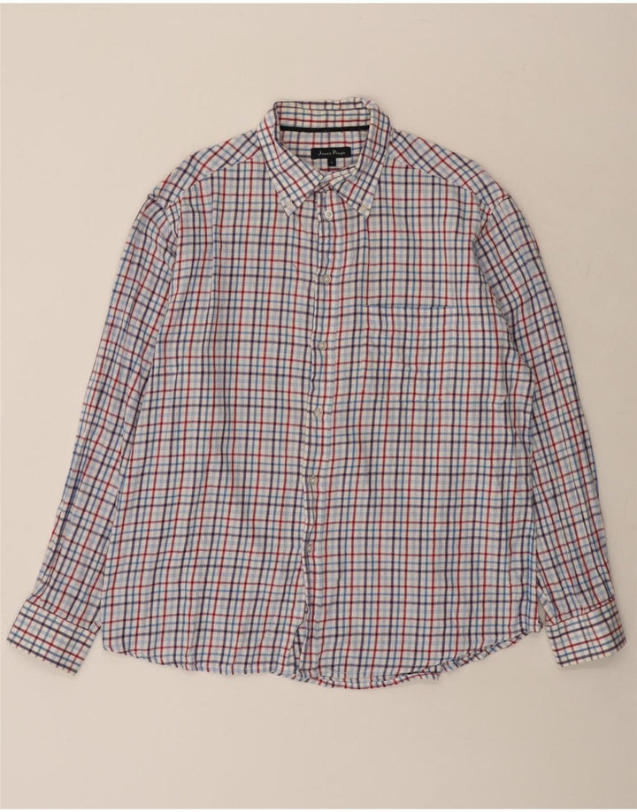 JAMES PRINGLE Muška flanelska košulja, veliki plavi karirani pamuk