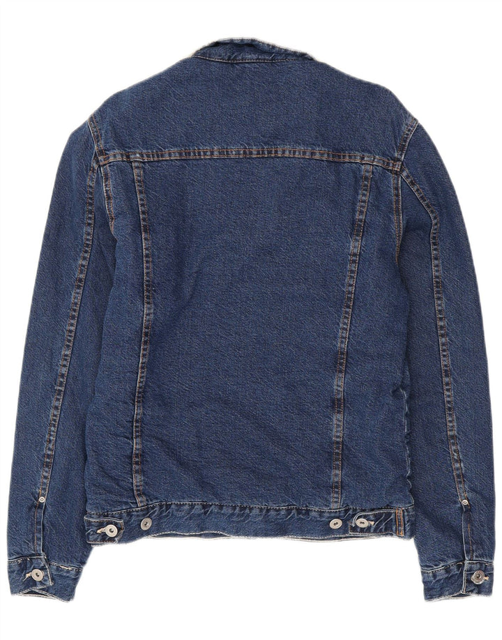 ZARA muška Sherpa traper jakna UK 40 Large tamnoplavi pamuk