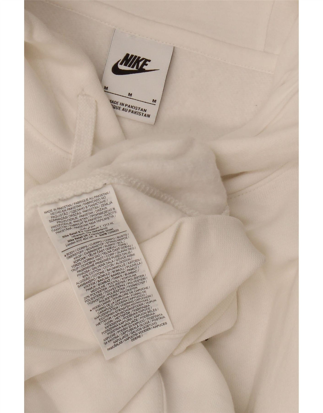 NIKE Mens Graphic Hoodie Jumper Medium White Cotton