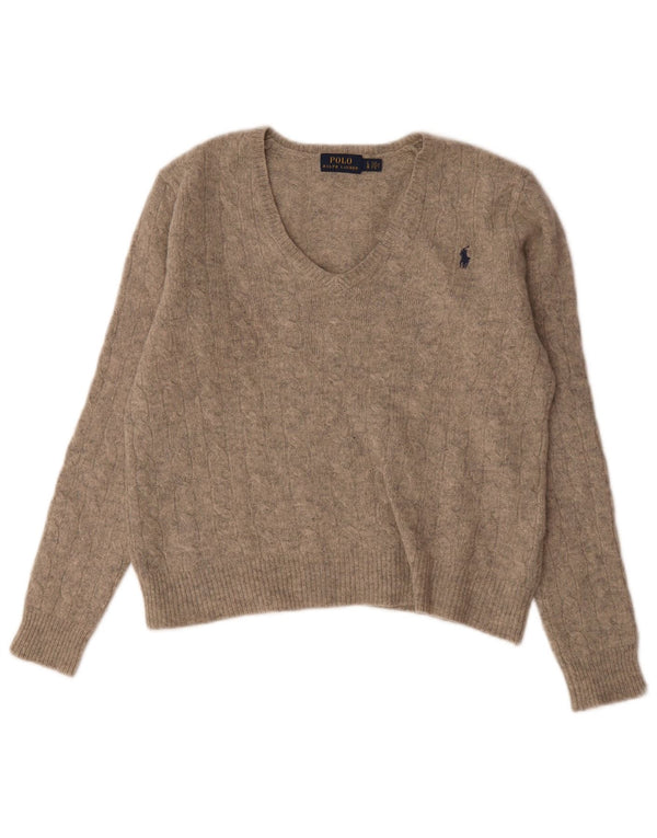 Polo Ralph Lauren ženski džemper s V-izrezom UK 16 Large Grey Flecked