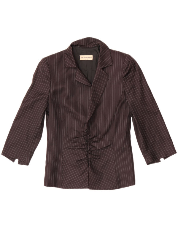 Emporio Armani ženska košulja bluza s 3/4 rukavima IT 38 XS crna vunena prugasta