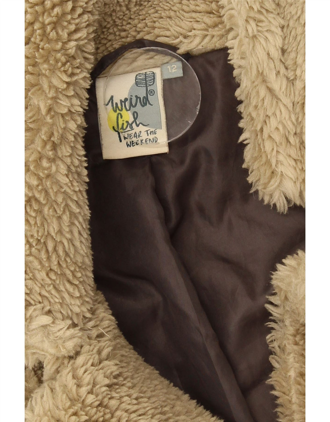 Weird Fish Ženska Teddy Bear Sherpa jakna UK 12 srednje bež poliester