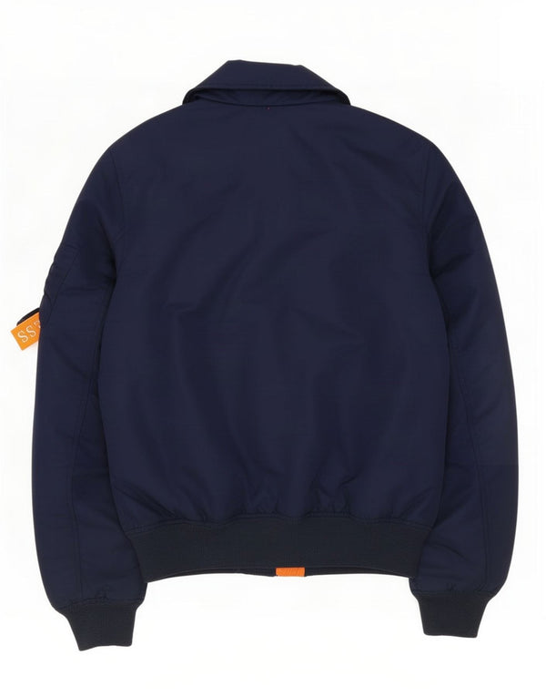 Guess Mens Padded Bomber Jacket UK 34 XS Navy Blue Polyester