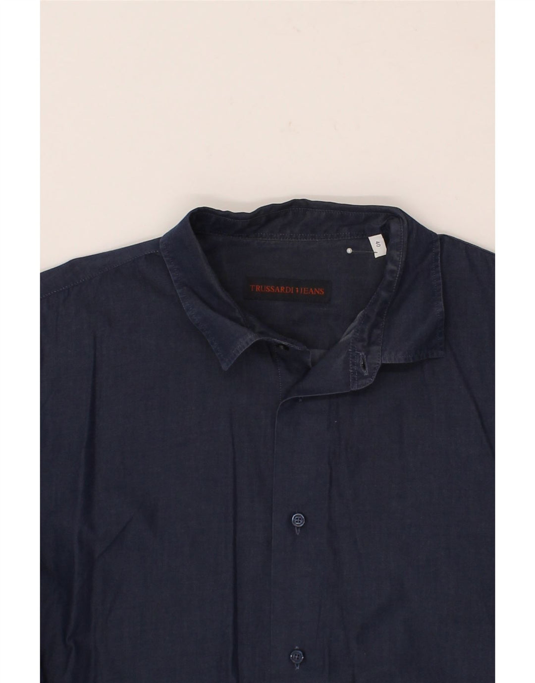 TRUSSARDI JEANS Mens Shirt Size 40 Medium Navy Blue Cotton Vintage Trussardi Jeans and Second-Hand Trussardi Jeans from Messina Hembry 