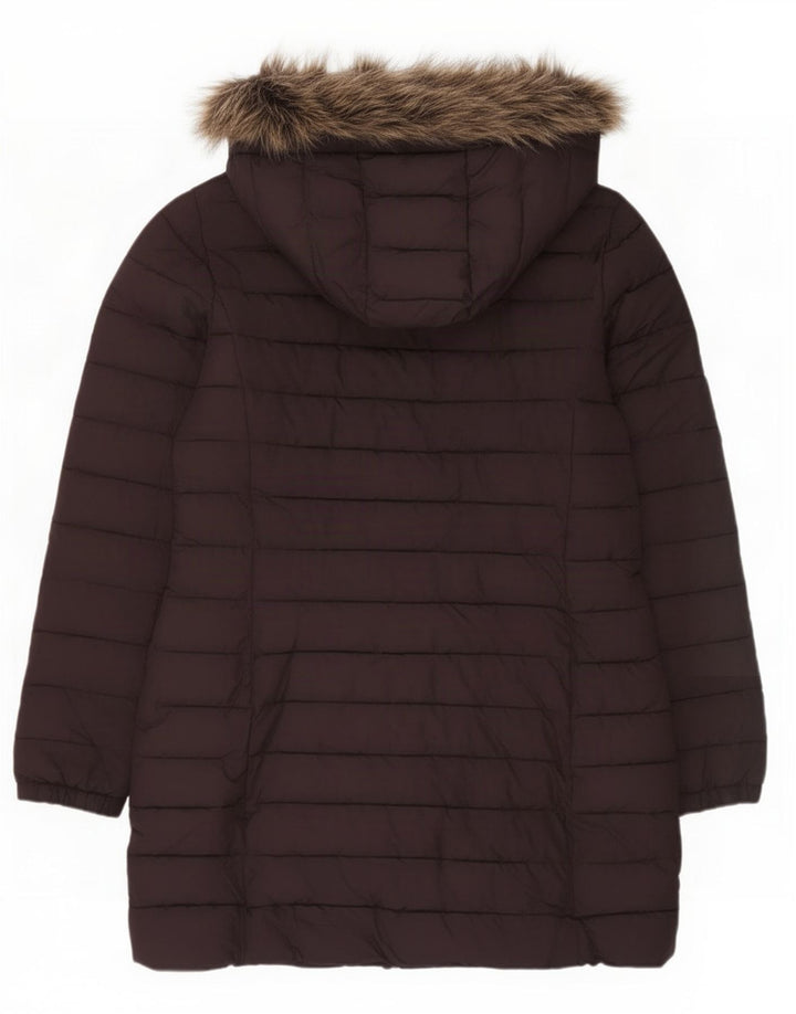 Superdry ženski podstavljeni kaput s kapuljačom UK 12 Srednji bordo poliester