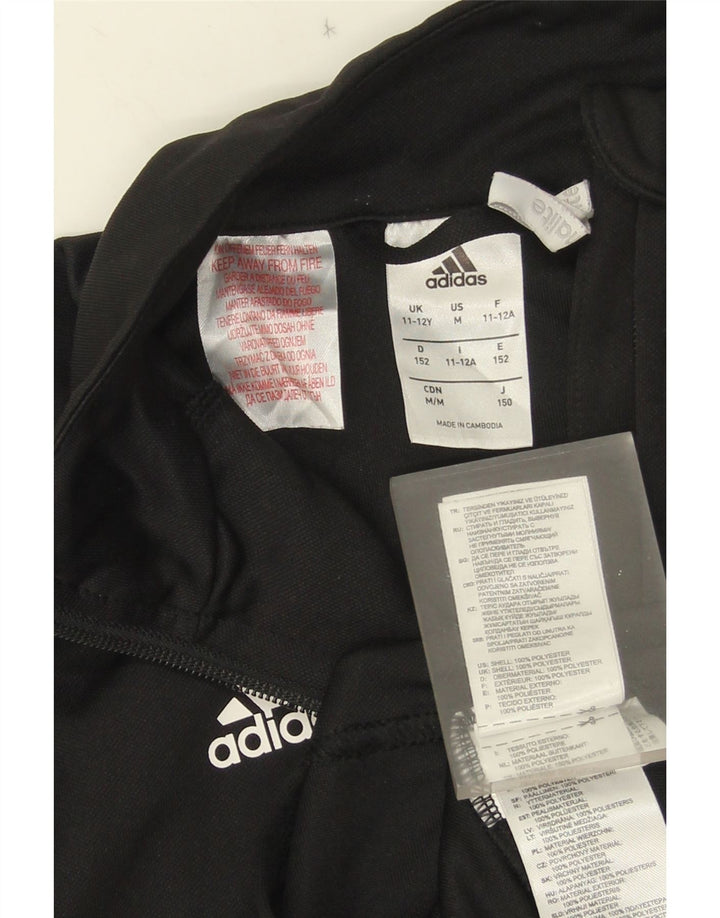 Gornja jakna od trenirke Adidas Climalite za dječake 11-12 godina, crni poliester