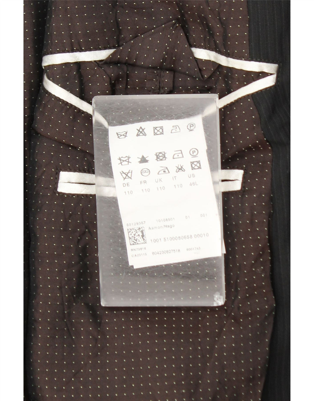 Hugo Boss muška jakna sa 2 gumba UK 44 2XL crna vunena prugasta jakna