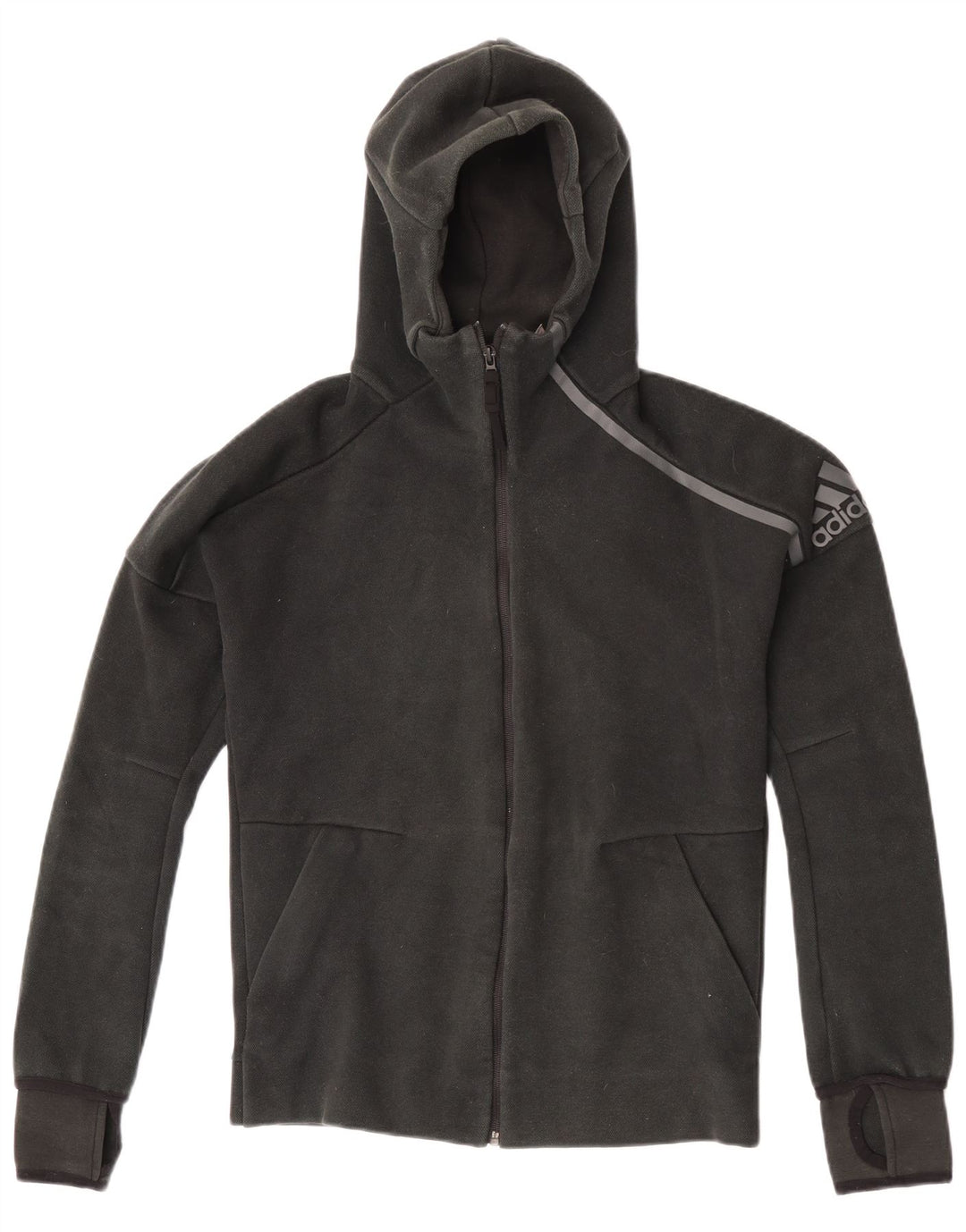 Adidas muška majica s kapuljačom s patentnim zatvaračem, mali crni poliester