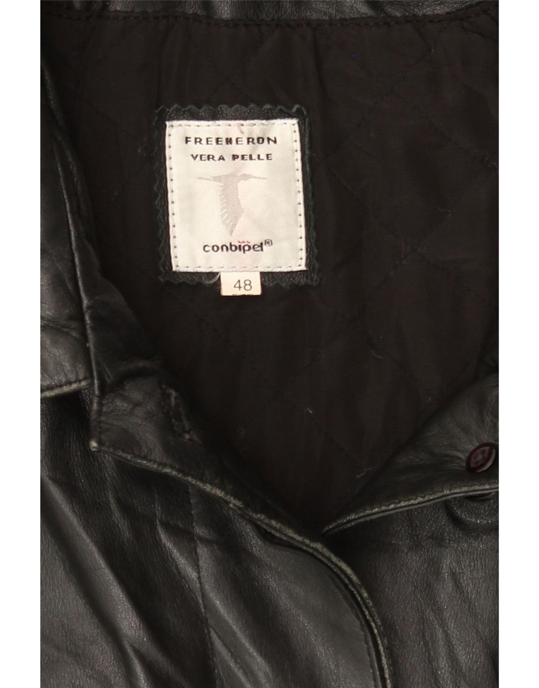 CONBIPEL Womens Leather Coat IT 48 XL Black Leather Vintage Conbipel and Second-Hand Conbipel from Messina Hembry 