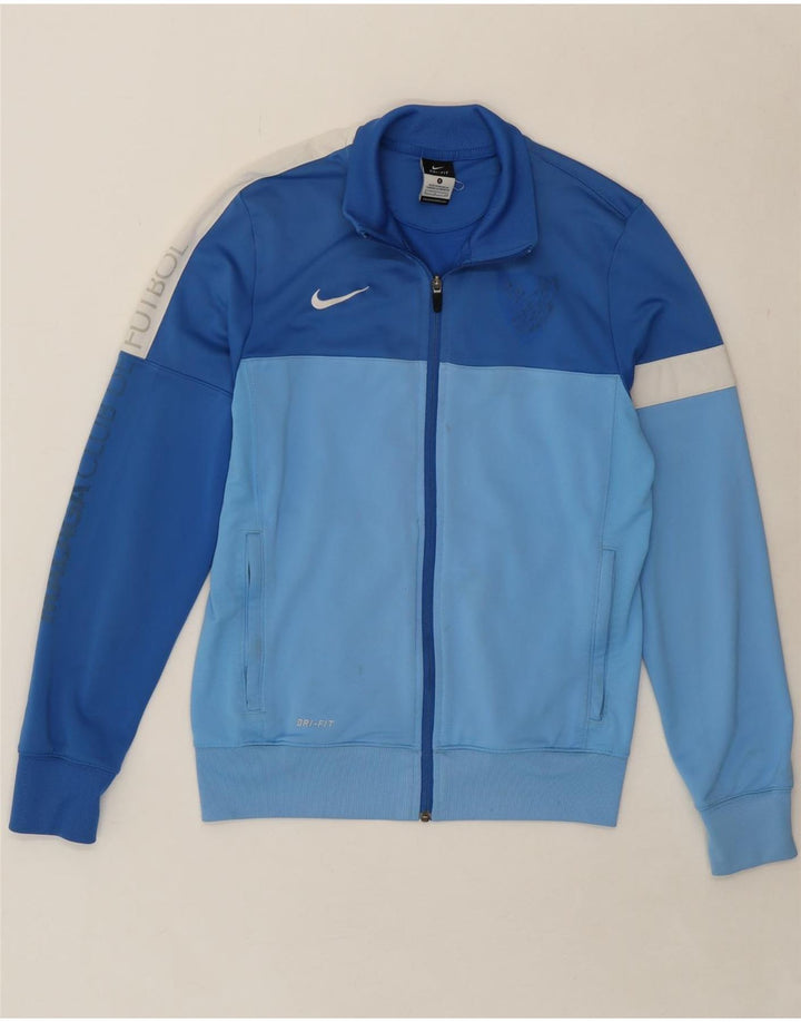 NIKE Mens Dri Fit Graphic Tracksuit Top Jacket Small Blue Colourblock Vintage Nike and Second-Hand Nike from Messina Hembry 