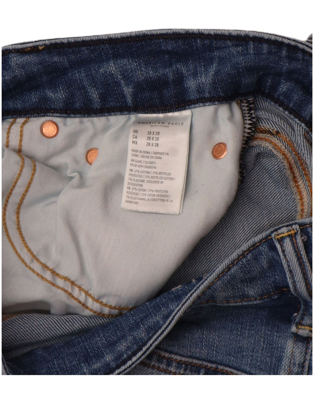 AMERICAN EAGLE Womens Airflex Distressed Straight Jeans W28 L28  Blue