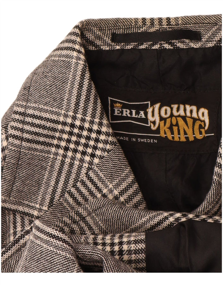 Vintage muška jakna sa 2 gumba UK 38 srednje sivi karirani poliester