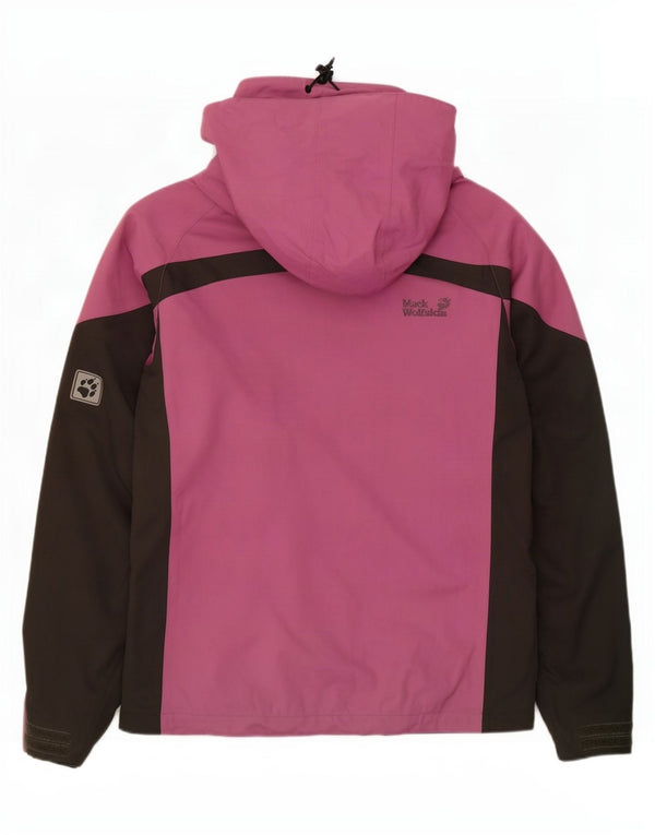 Jack Wolfskin ženska kišna jakna s kapuljačom UK 10 Small Purple Colourblock