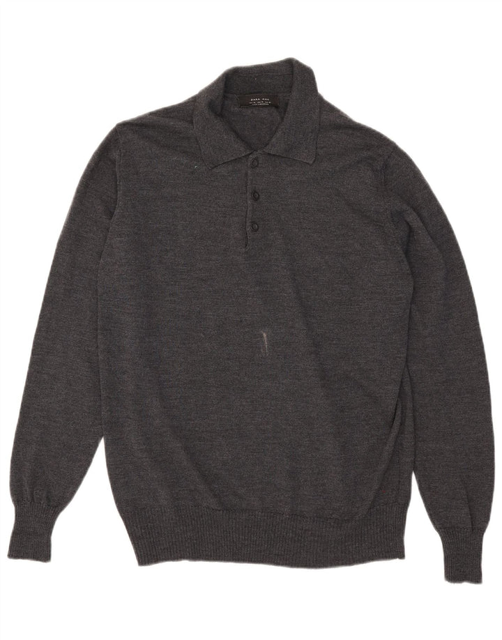 Zara muški pulover s polo ovratnikom XL sivi