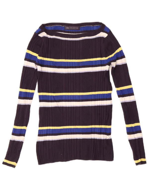 Marks & Spencer Womens Boat Neck Jumper Sweater UK 8 Small Navy Blue