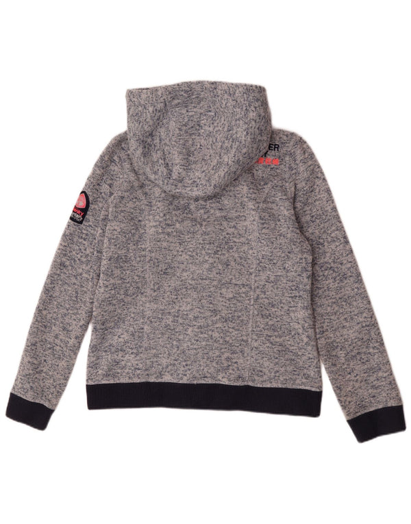 Superdry muški pulover s kapuljačom na patentni zatvarač UK 14 Veliki plavi flekasti poliester