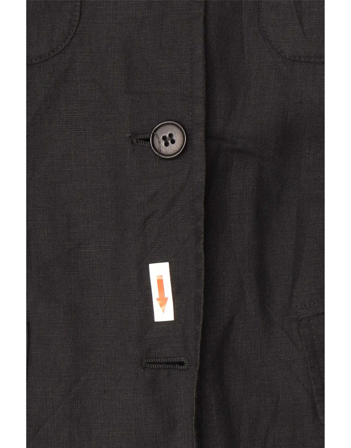 Max Mara ženska vikend jakna s 3 gumba UK 8 Small Black Linen