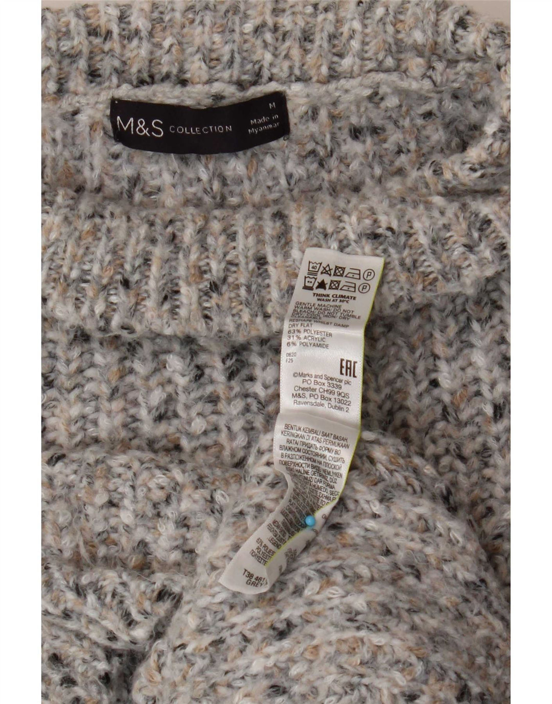 Marks & Spencer muški džemper s kornjačičastim ovratnikom UK 14 srednje sivo s pjegama